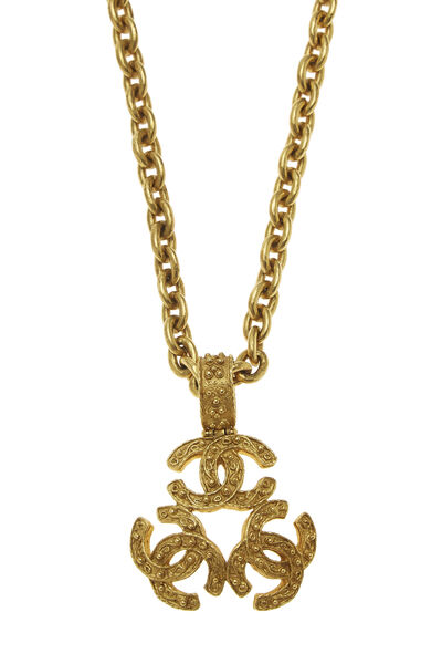 Gold Filigree 3 'CC' Necklace, , large
