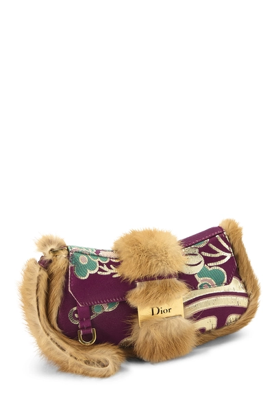 Purple Satin Street Chic Fur Wristlet, , large
