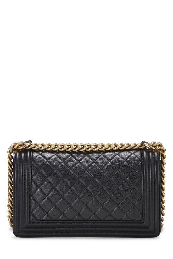Chanel Black Quilted Caviar Boy Bag Medium Q6BFOF3PK7005