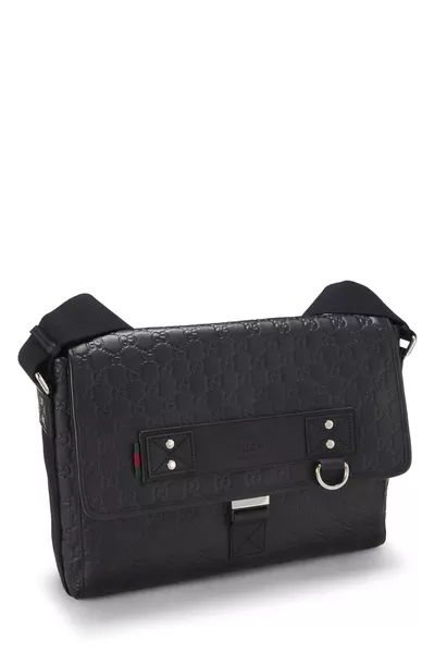 Black Rubberized Buckle Flap Messenger, , large