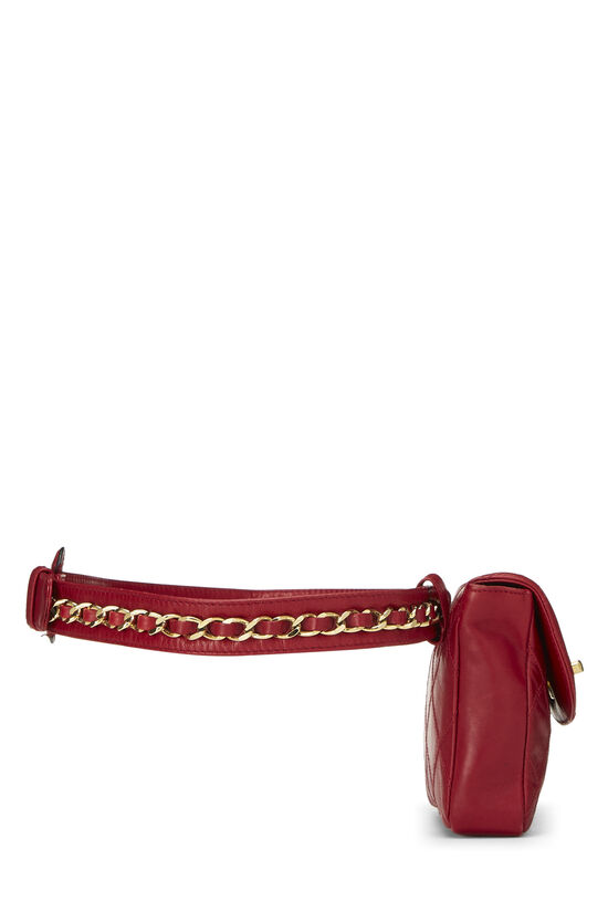 Red Quilted Lambskin Chain Belt Bag 28, , large image number 3