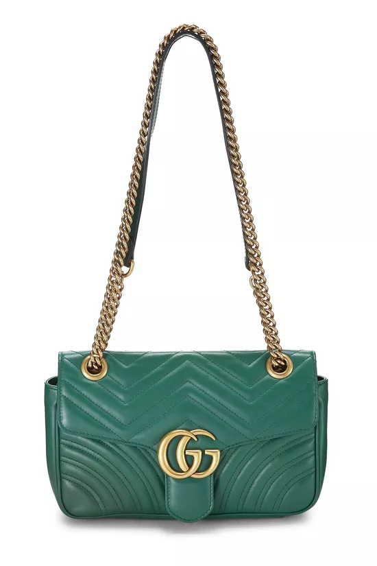Green Leather GG Marmont Shoulder Bag Small, , large image number 0