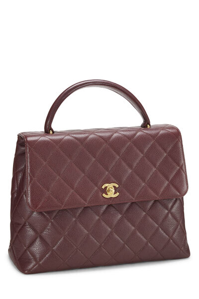 Burgundy Quilted Caviar Kelly, , large