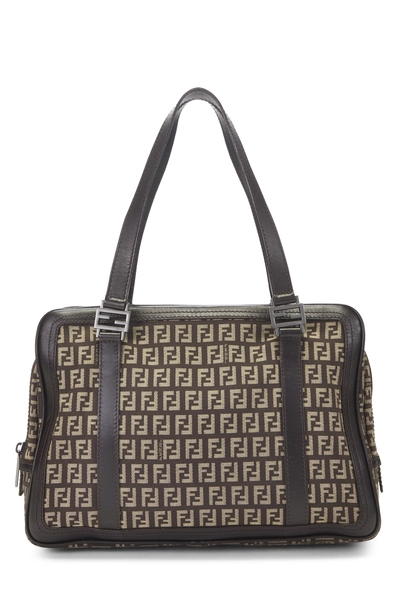 Fendi Brown Zucchino Canvas Boston Small