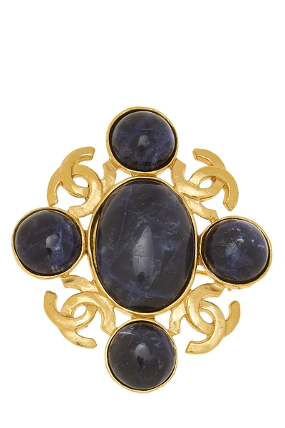 Navy Stone Brooch