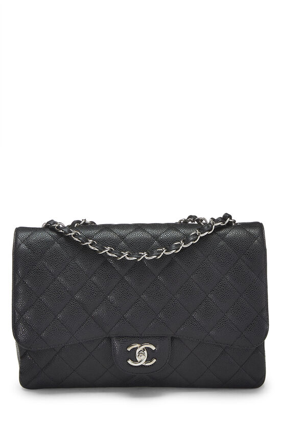 Black Quilted Caviar Half Flap Jumbo, , large image number 0