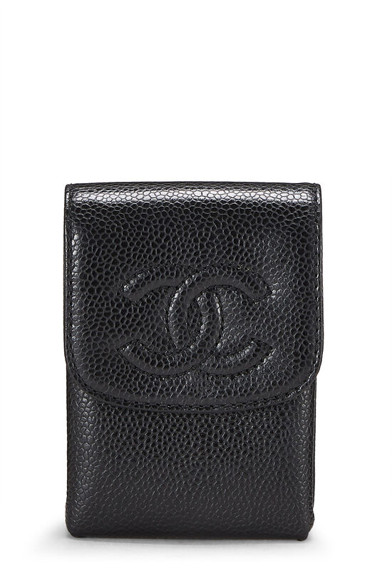 Shop Chanel Black Caviar 'CC' Cigarette Case | WGACA
