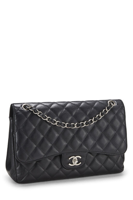 Black Quilted Caviar New Classic Double Flap Jumbo, , large image number 1