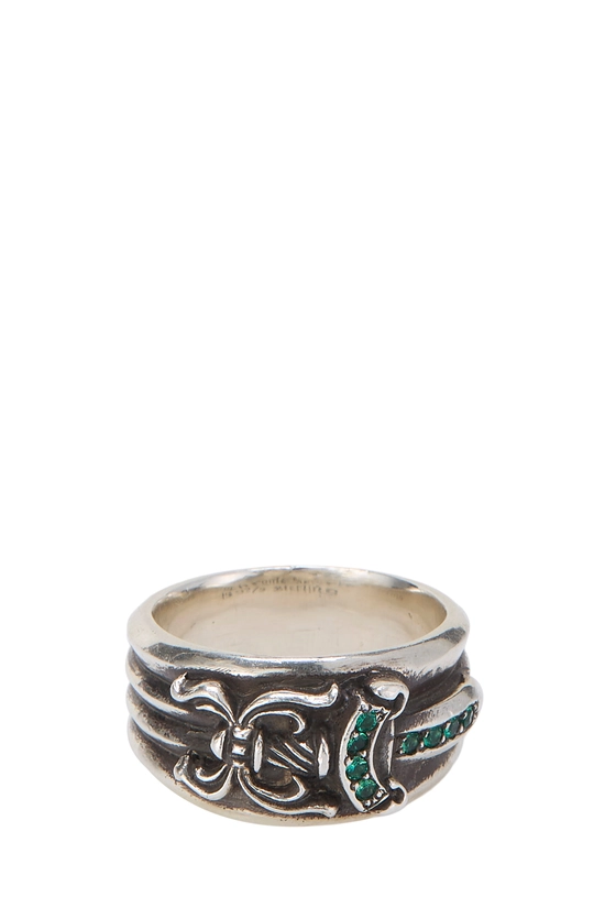Sterling Silver Emerald Dagger Ring, , large image number 2