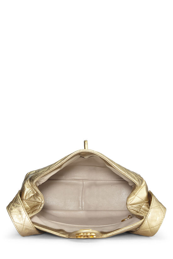Metallic Gold Quilted Calfskin Shoulder Bag Small, , large image number 5