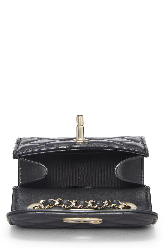Black Quilted Lambskin Trendy 'CC' Chain Clutch, , large image number 7