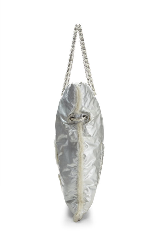 Chanel Metallic Grey Abstract Printed Nylon Accordion Flap Bag at 1stDibs