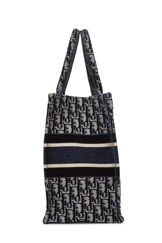 Navy Embroidered Canvas Book Tote Medium, , large image number 2