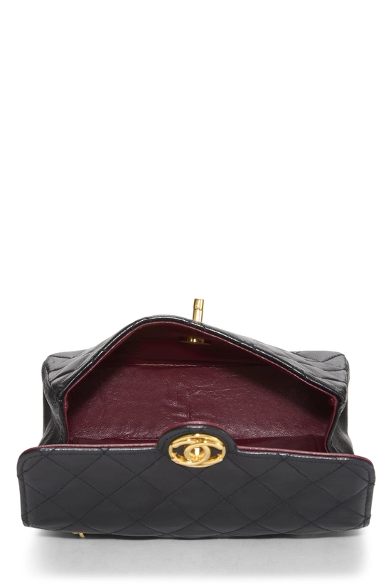 Black Quilted Lambskin Circle Lock Half Flap Mini, , large image number 5