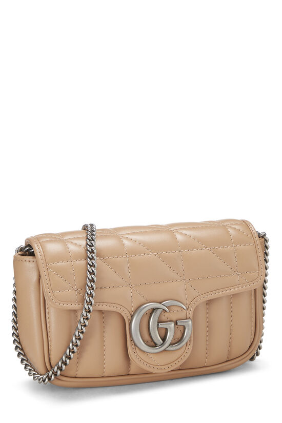 Beige Leather GG Marmont Crossbody Super Mini, , large image number 1