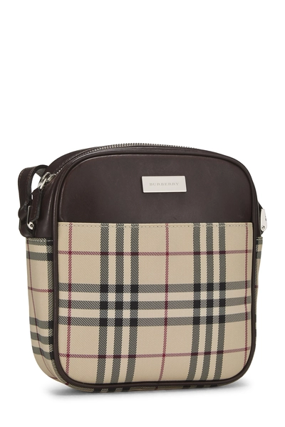 Brown Nylon House Check Vertical Camera Bag Small, , large