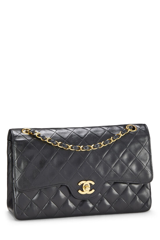 Black Quilted Lambskin Rounded Tab Double Flap Medium, , large image number 1