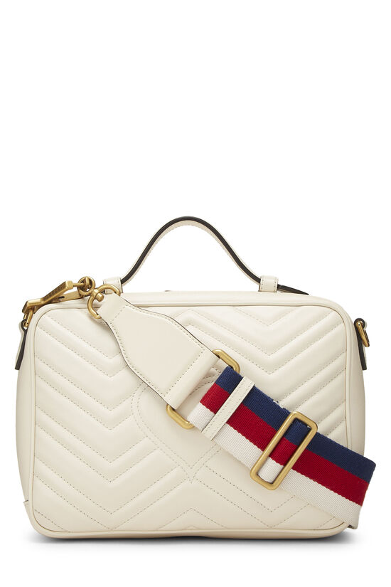 White Leather GG Marmont Top Handle Bag, , large image number 3