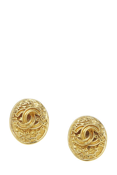 Gold 'CC' Oval Earrings