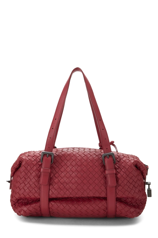 Red Intrecciato Leather Montaigne Handbag, , large image number 3