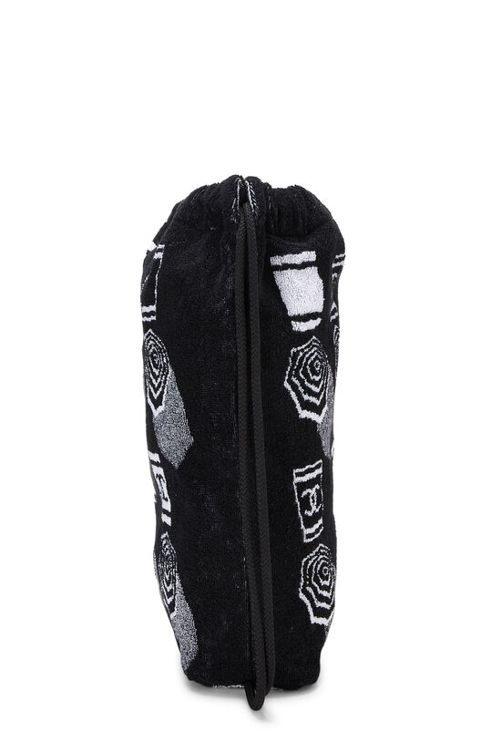 Black Terry Cloth Drawstring Beach Backpack, , large image number 2