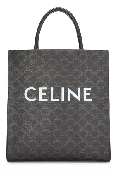 Black Triomphe Coated Canvas Vertical Cabas Medium