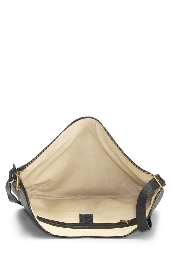 Black Leather Logo Printed Half Moon Hobo, , large image number 5