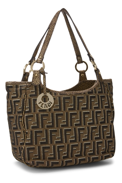 Brown Zucca Canvas Shoulder Bag Medium, , large