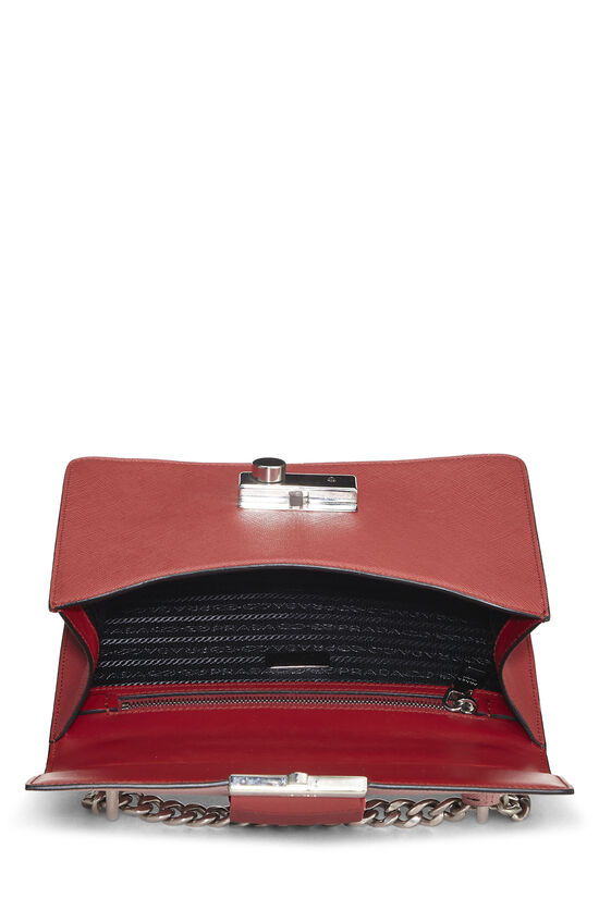 Pink & Red Saffiano Leather Chain Shoulder Bag, , large image number 5