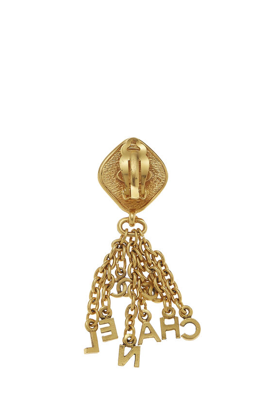 Gold Logo Letter Dangle Earrings, , large image number 1