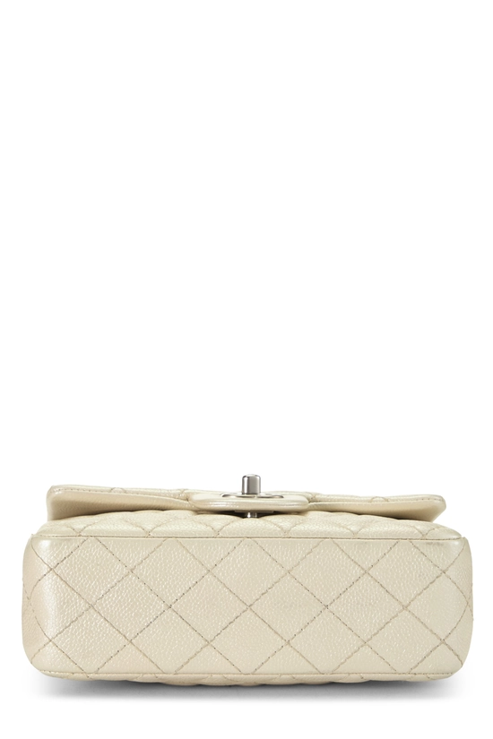 Cream Quilted Caviar Rectangular Flap Mini, , large image number 4