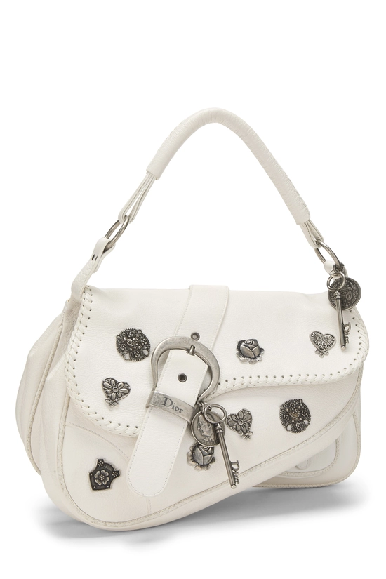 White Leather Gaucho Saddle Bag, , large image number 1