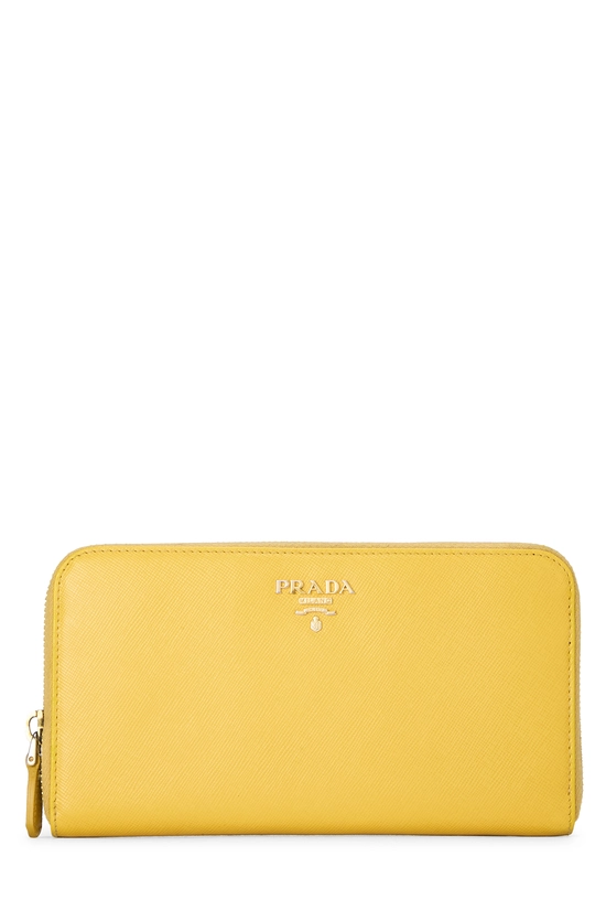Yellow Saffiano Zip Around Wallet, , large image number 0