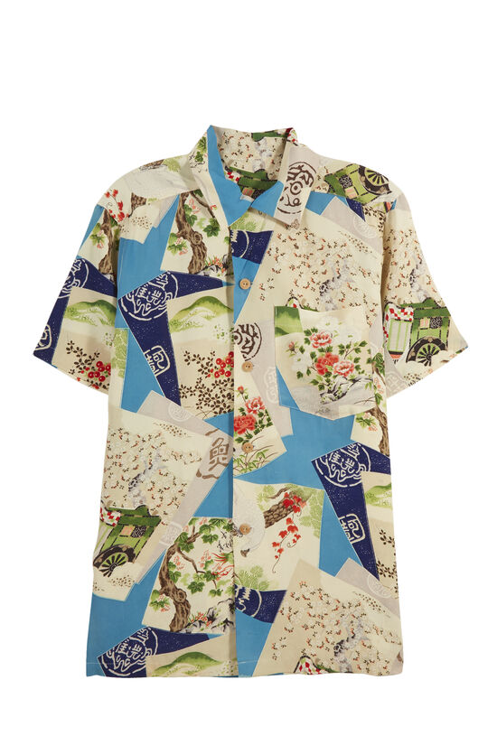 Multicolor Japanese Patterned Hawaiian Shirt, , large image number 0