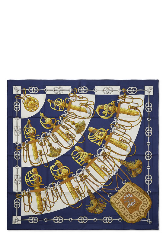 Navy & Multicolor 'Cliquetis' Silk Scarf 90, , large image number 0