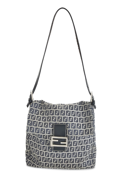 Fendi Navy Zucchino Canvas Shoulder Bag