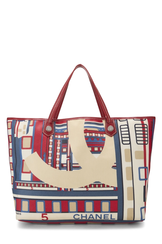 Multicolor Le Train Coated Canvas Tote Large, , large image number 0