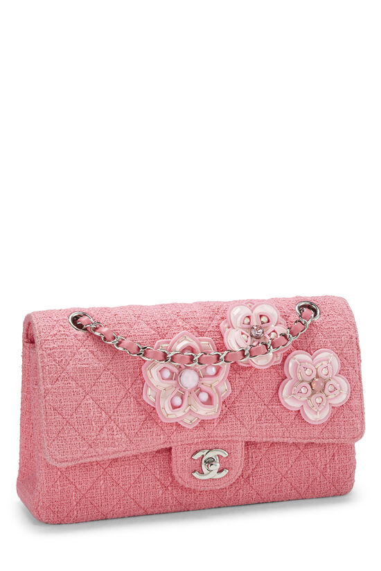 Pink Tweed Floral Classic Double Flap Medium, , large image number 1