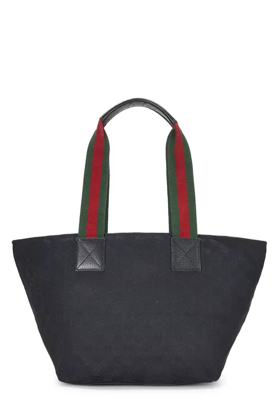 Black GG Canvas Web Soft Zip Tote, , large image number 3