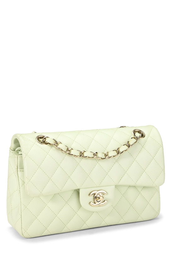Green Quilted Caviar Classic Double Flap Small, , large image number 1