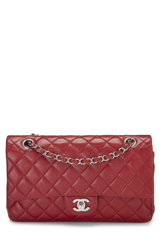 Red Quilted Caviar Classic Double Flap Medium, , large image number 0