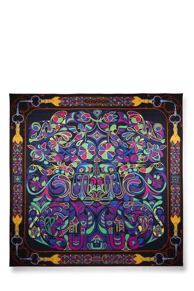Multicolor 'Folklore' Silk Scarf 140