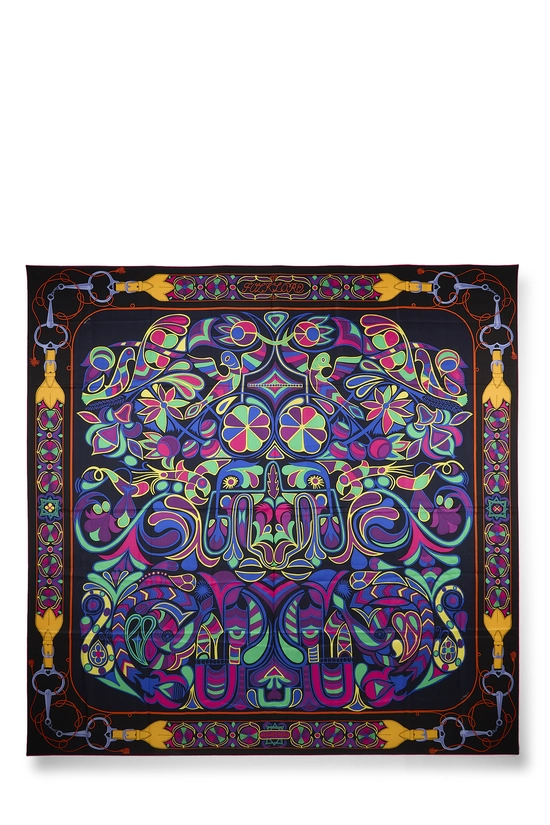 Multicolor 'Folklore' Silk Scarf 140, , large image number 0