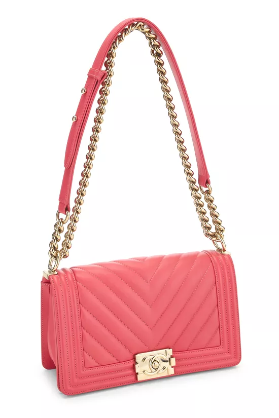Pink Chevron Calfskin Boy Bag Medium, , large image number 1