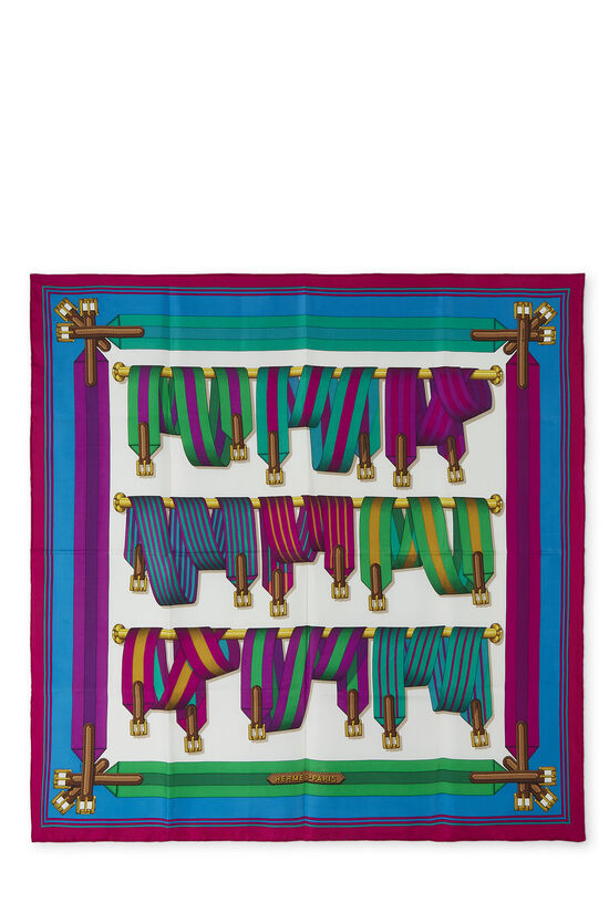 Purple & Multicolor 'Sangles' Silk Scarf 90, , large image number 0