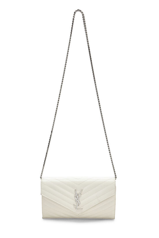 White Chevron Grainy Leather Monogram Wallet On Chain (WOC), , large image number 1