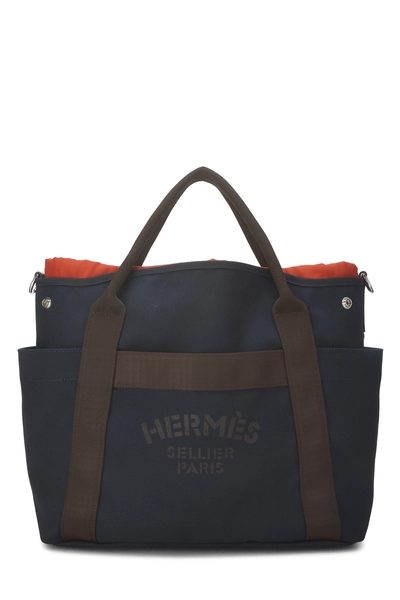 Hermès Navy Canvas Sac de Pansage Grooming Bag