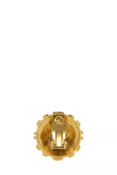 Gold 'CC' Round Earrings, , large