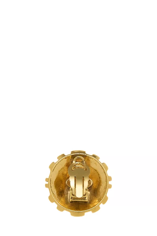 Gold 'CC' Round Earrings, , large image number 1