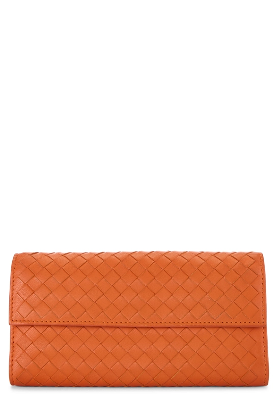Orange Intrecciato Continental Wallet, , large image number 0